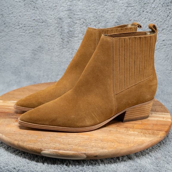Marc Fisher Yarita Women Size 9.5M Brown Suede Pull On Pointed Toe Ankle Bootie - Picture 3 of 6
